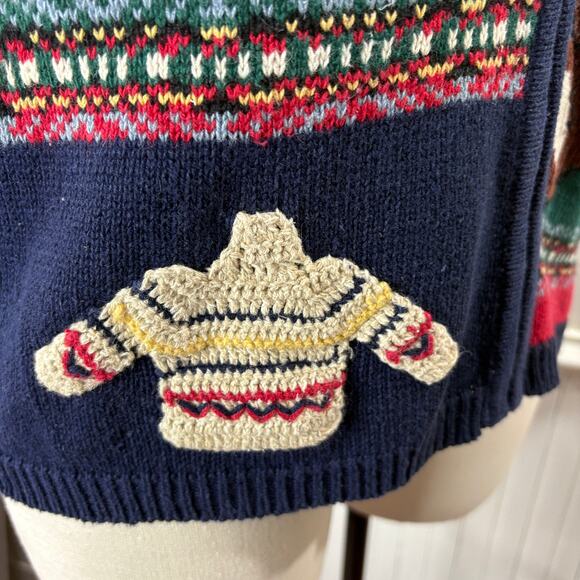Capacity Vintage Plus Size 1X Cardigan Sweater Vest Teddy Bear Winter Christmas - Picture 9 of 16